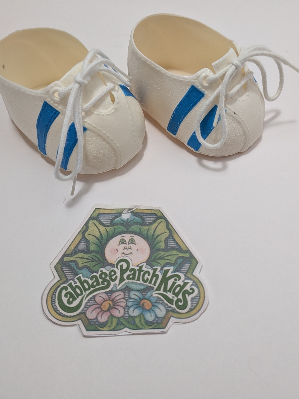 Vintage Cabbage Patch Kids Doll Blue Stripe Tennis Shoes OK CPK